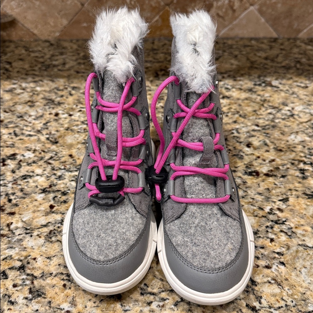 Sorel Black and Pink Fur-Lined Boots
